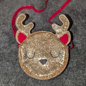 Glittery Gold Reindeer Kids Bag